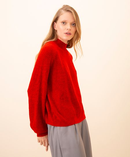 suéter de tricot canelado mindset vermelho G