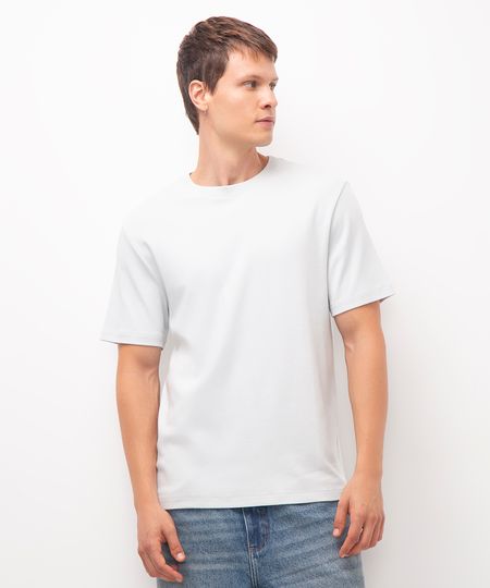 camiseta básica de algodão peruano manga curta azul claro G