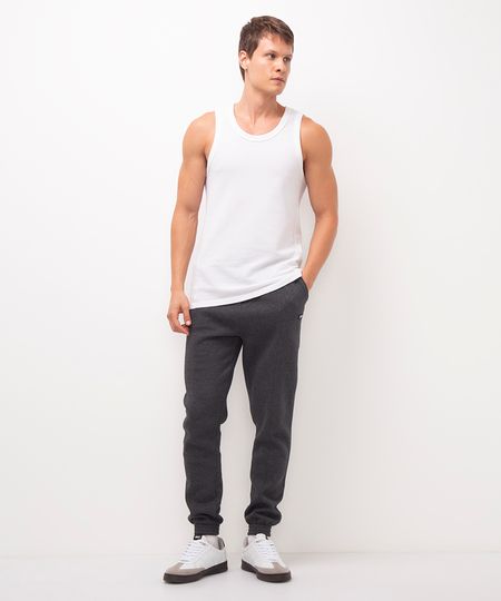 calça jogger de moletom cinza escuro G calça jogger de moletom cinza escuro G