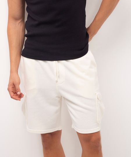 bermuda cargo de moletom off white P bermuda cargo de moletom off white P