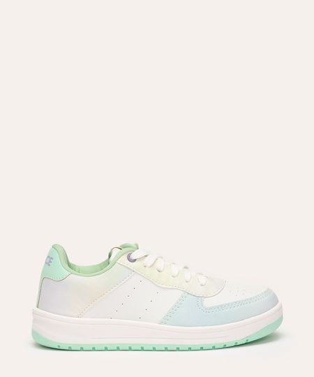 tênis infantil recortes coloridos tie dye ace verde 28