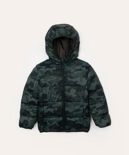 jaqueta puffer infantil camuflada verde militar 4