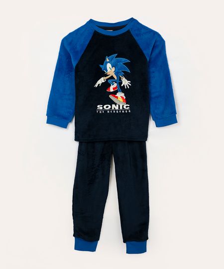 pijama de pelúcia infantil sonic azul marinho 8