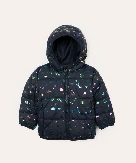 jaqueta puffer infantil corações azul marinho 3