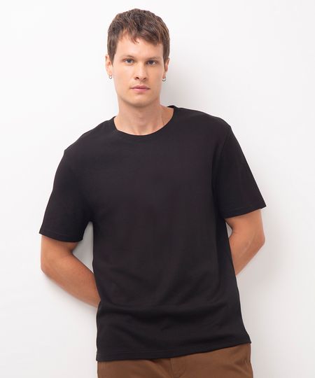 camiseta básica de algodão peruano preta P