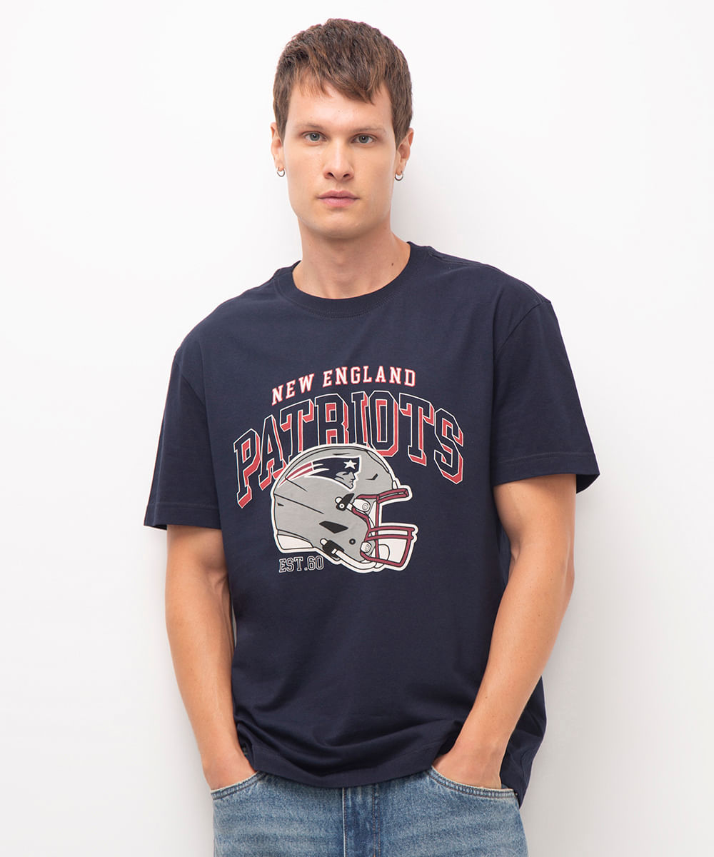 camiseta manga curta england patriots nfl azul