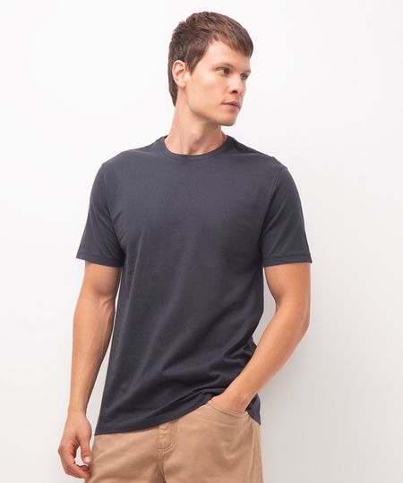 camiseta de algodão básica manga curta - cinza escuro G
