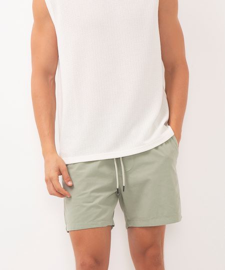 bermuda reta masculina de sarja com elástico verde G bermuda reta masculina de sarja com elástico verde G