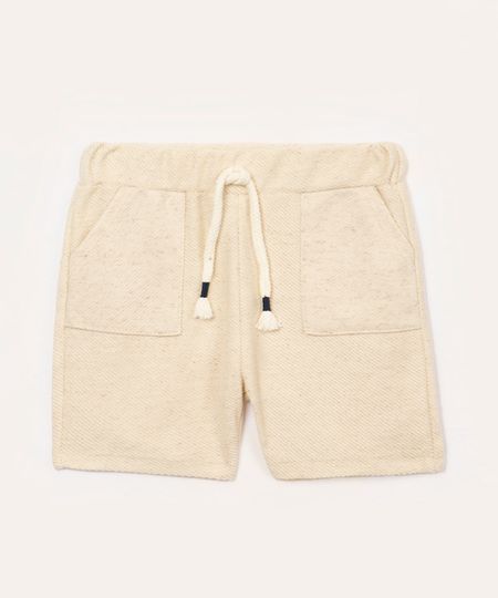 short de moletom infantil com bolsos kaki 1 short de moletom infantil com bolsos kaki 1