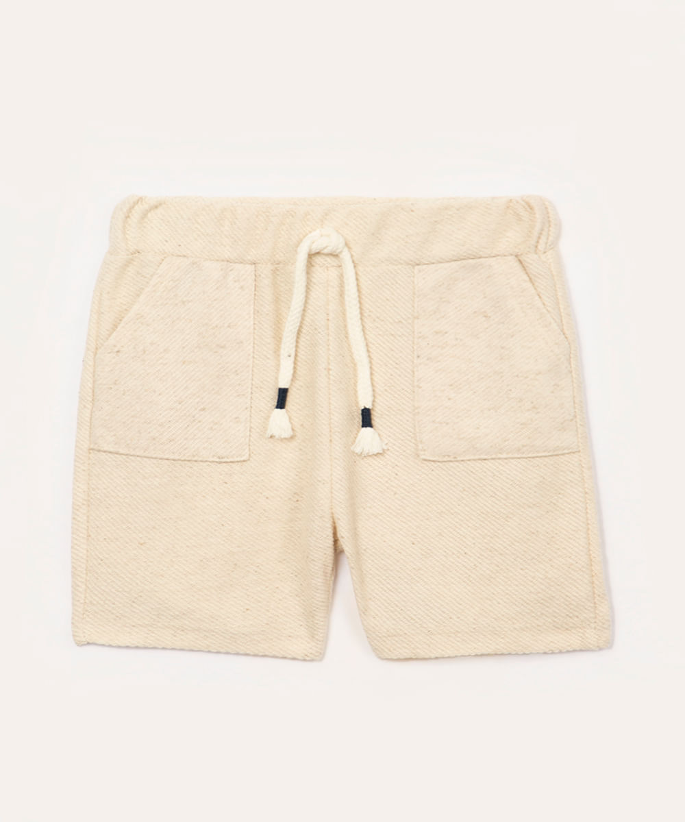 short de moletom infantil com bolsos kaki