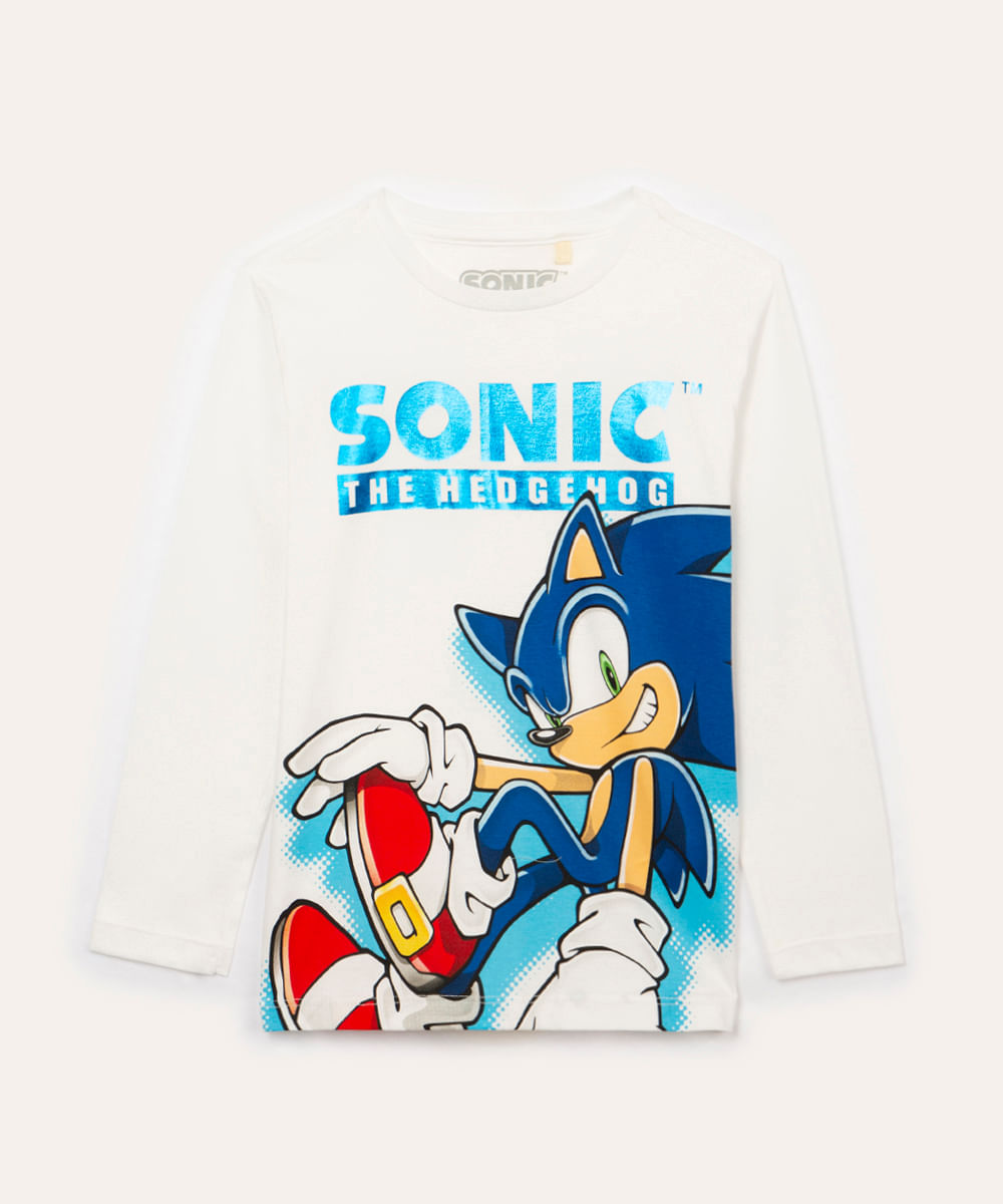 camiseta de algodão infantil sonic off white