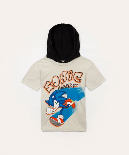 camiseta de algodão infantil sonic cinza claro 12