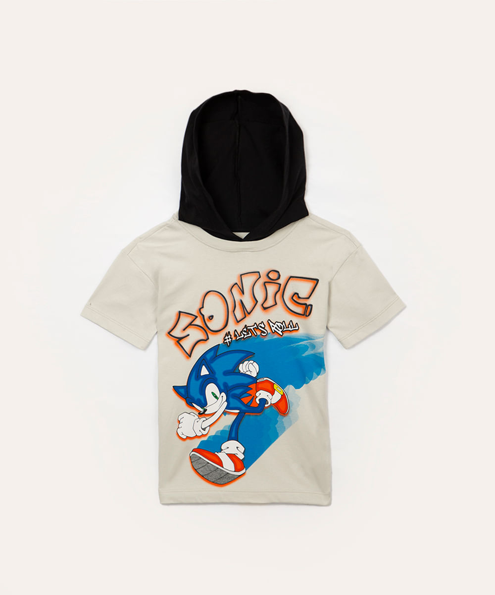 camiseta de algodão infantil sonic cinza claro