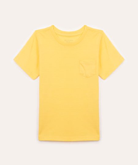 camiseta infantil texturizada com bolso amarelo 1