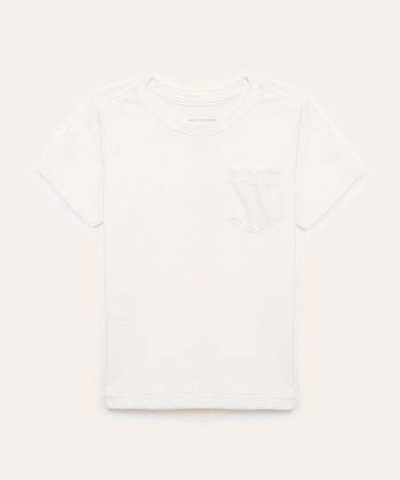 camiseta infantil texturizada com bolso branco 1