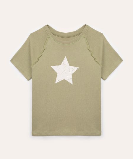 camiseta juvenil manga curta estrela verde 10
