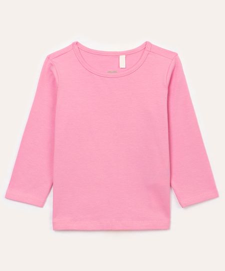 blusa infantil básica manga longa pink 1
