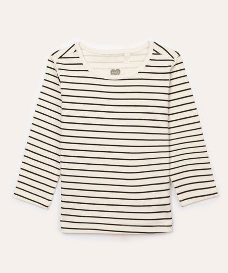 blusa infantil listrada manga longa off white 1