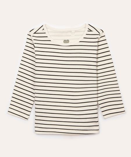 blusa infantil listrada manga longa off white 3