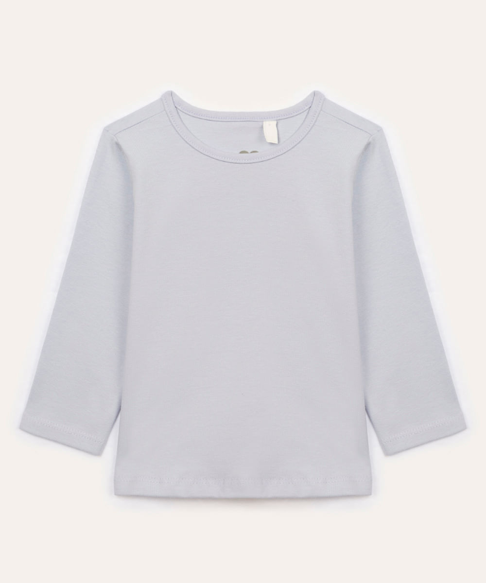 blusa infantil básica manga longa azul claro