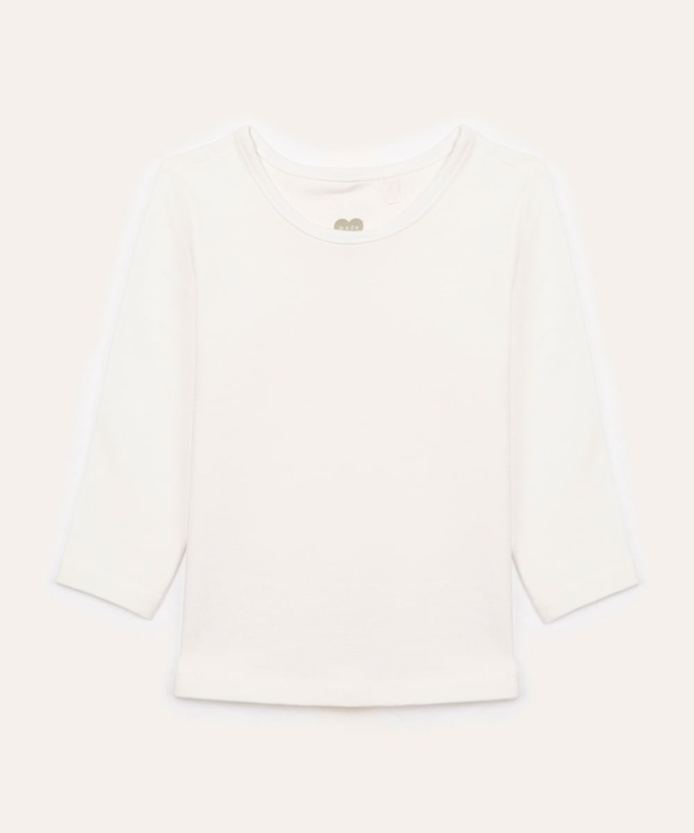 blusa infantil básica manga longa off white