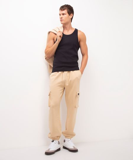 calça de moletom cargo - bege P calça de moletom cargo - bege P