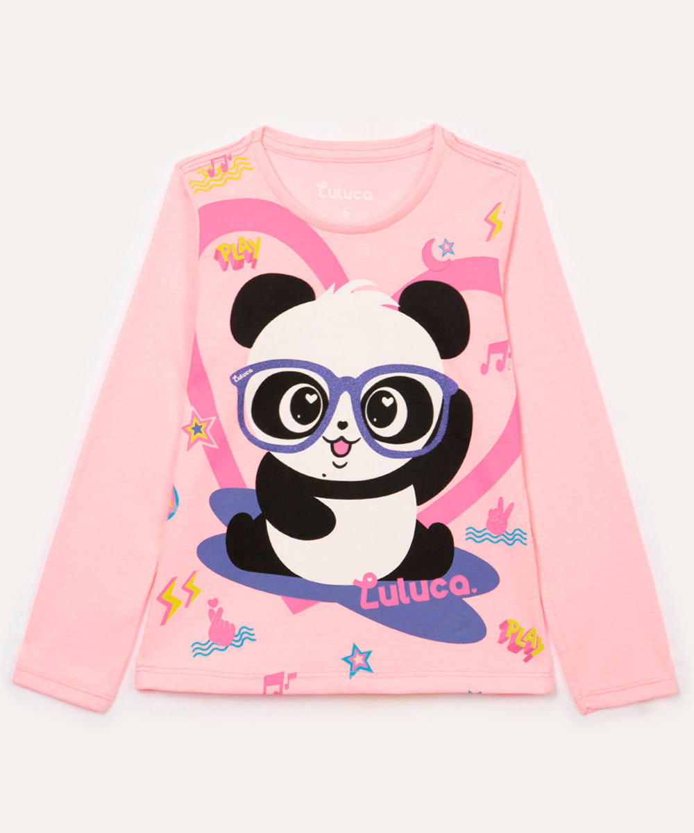 blusa infantil manga longa luluca rosa