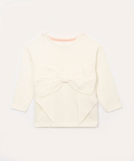 blusa de algodão infantil com laço off white 4 blusa de algodão infantil com laço off white 4