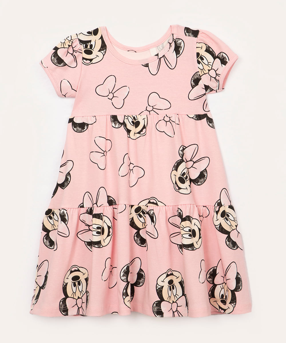 vestido de algodão infantil minnie rosa