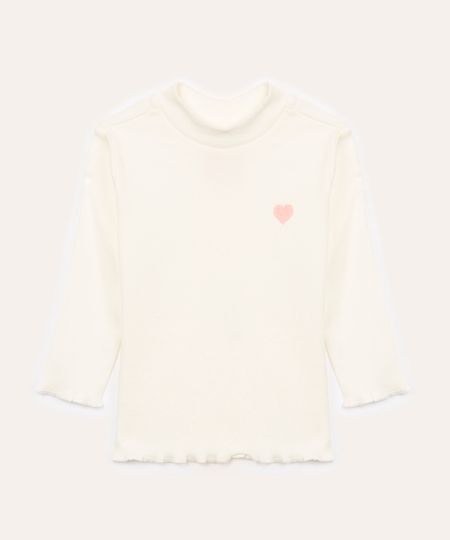blusa de algodão infantil coração off white 1