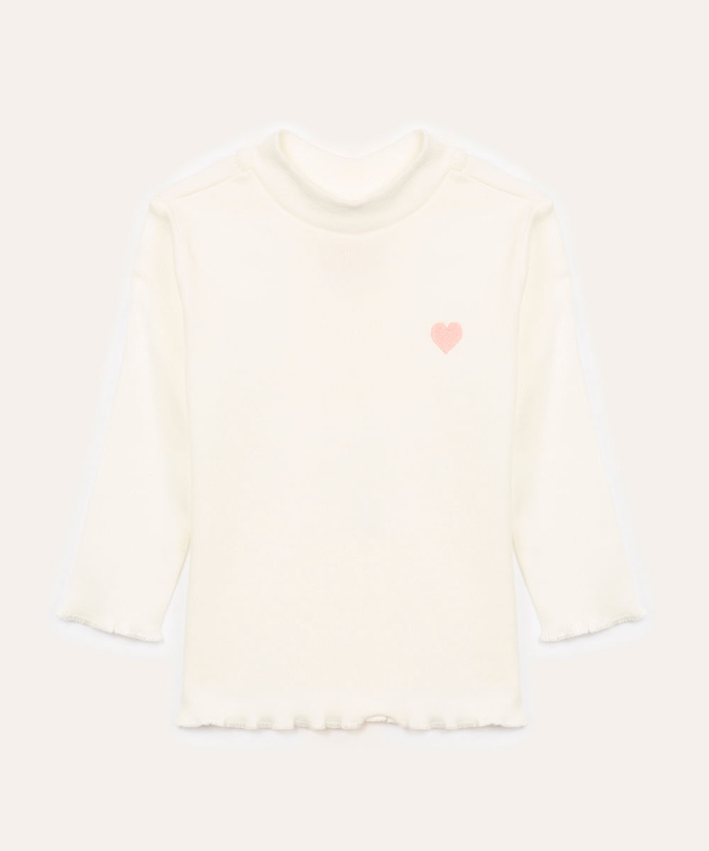 blusa de algodão infantil coração off white