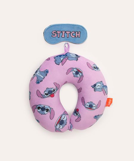 apoio de pescoço com máscara de dormir stitch lilás UNICO apoio de pescoço com máscara de dormir stitch lilás UNICO