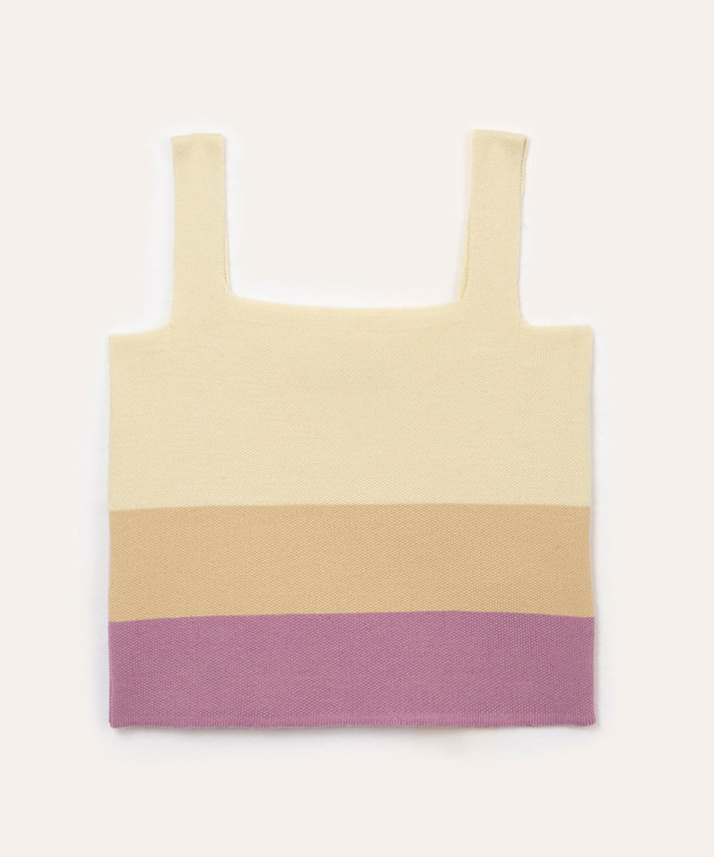 cropped de tricot infantil listrado colorido