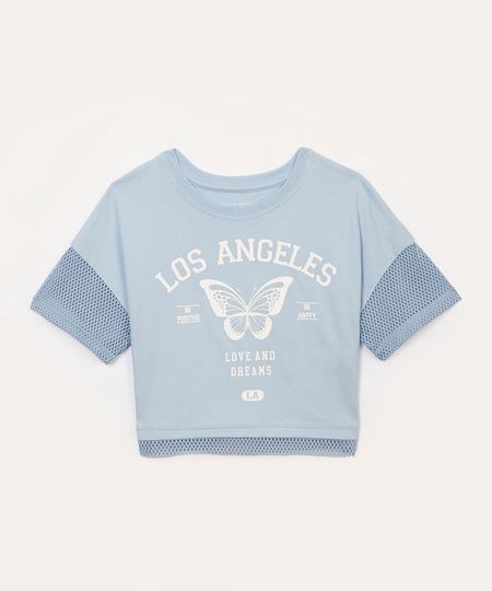 blusa de algodão infantil los angeles  com tela azul claro 4