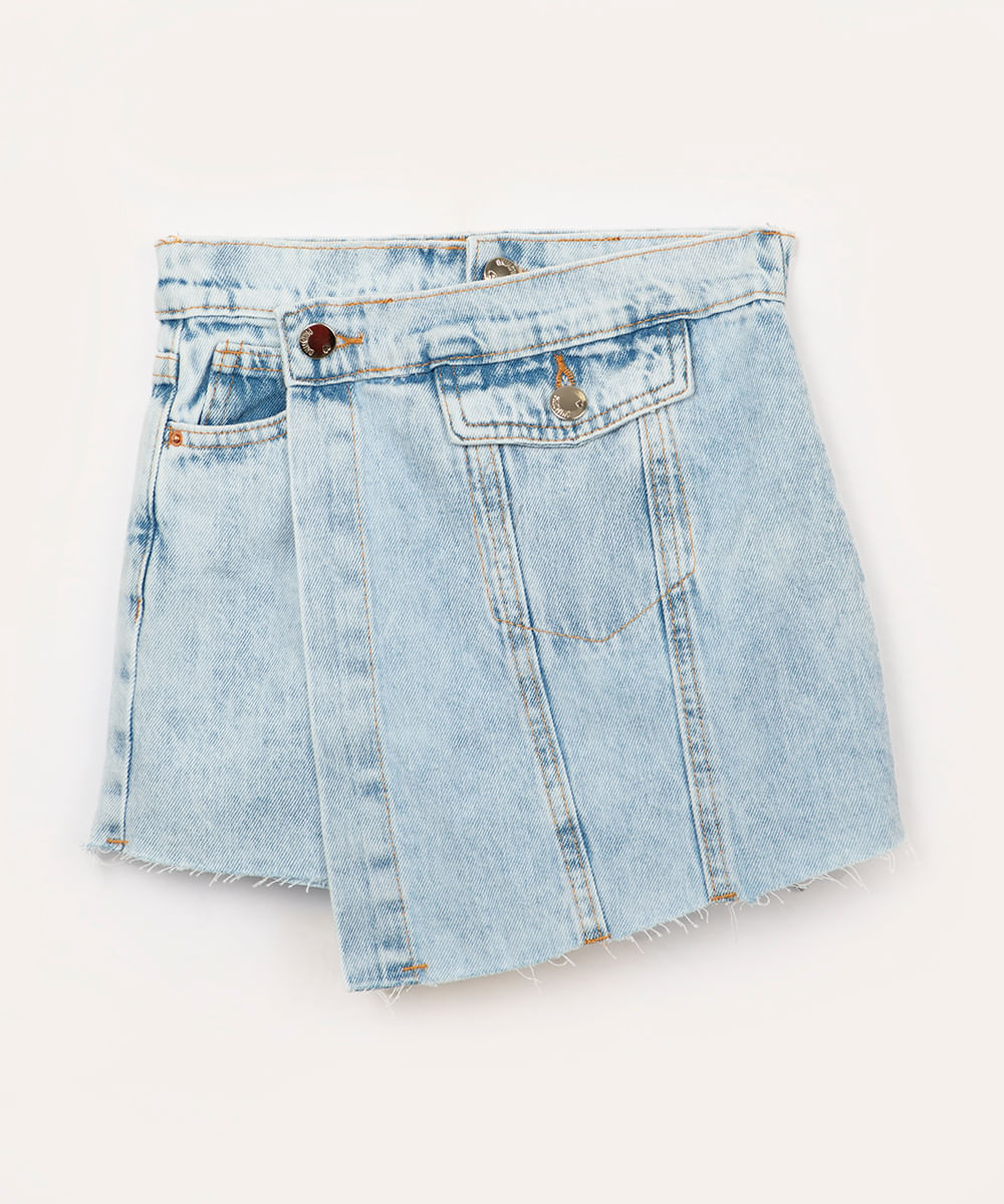 short saia jeans infantil jeans