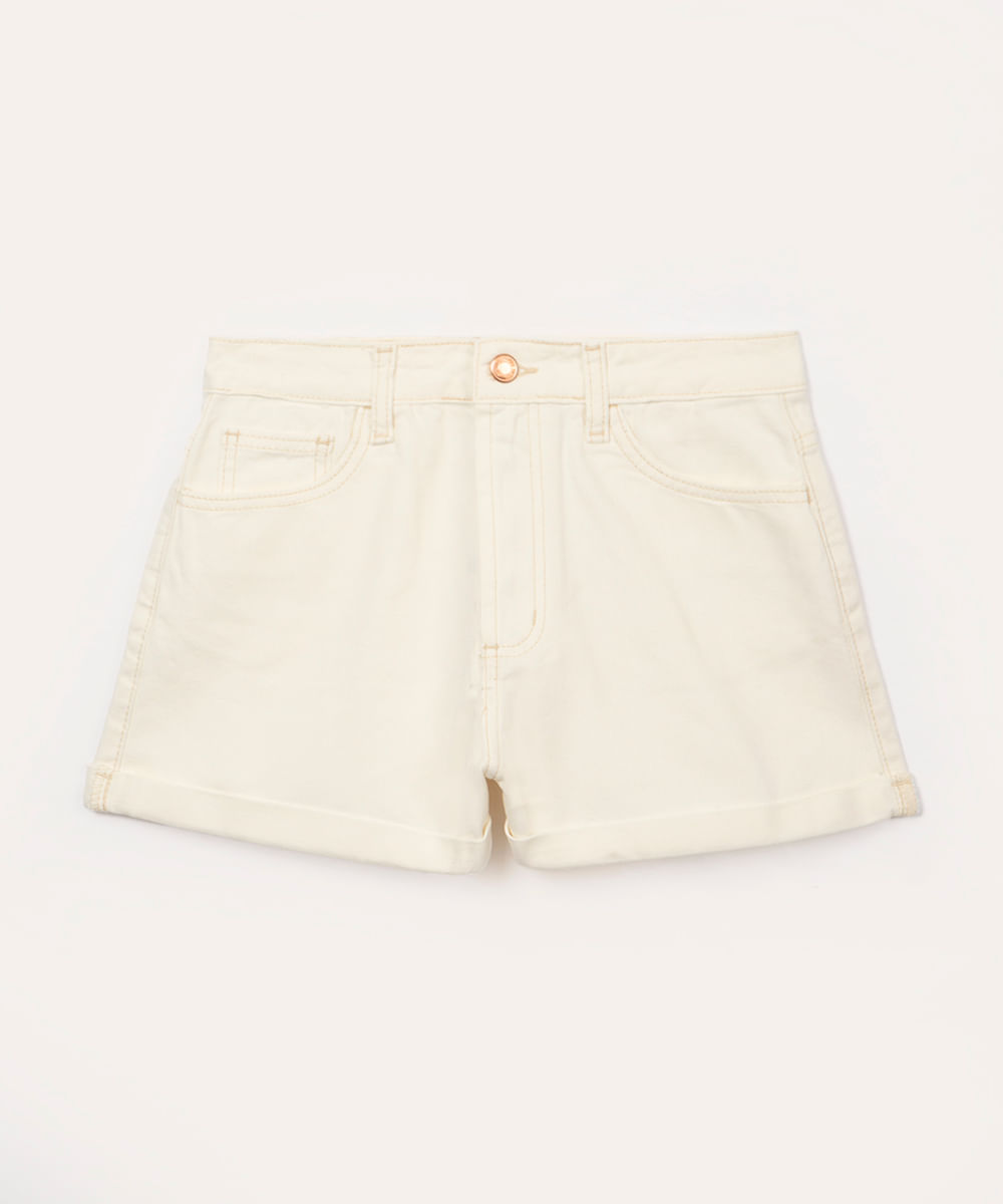 short de sarja mom juvenil off white