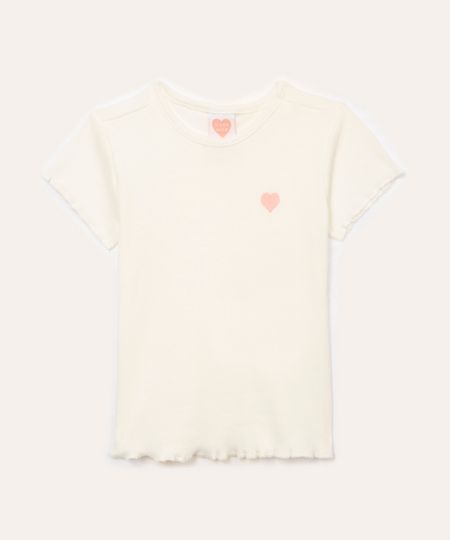blusa de algodão infantil coração off white 1