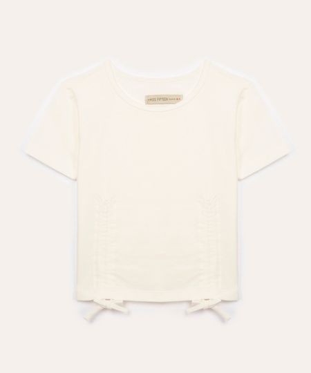 blusa de algodão juvenil com franzido off white 10