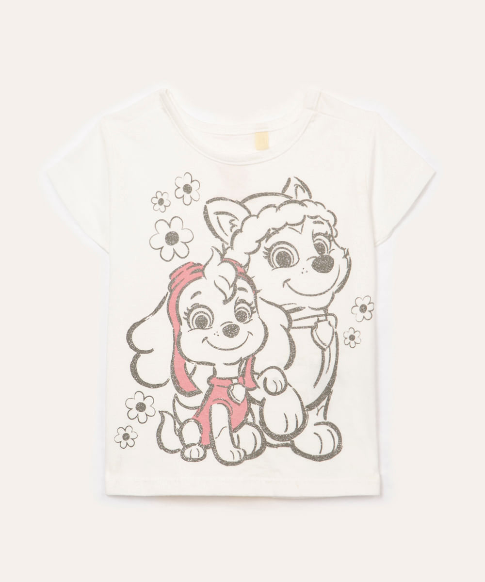 blusa infantil manga curta everest e skye off white