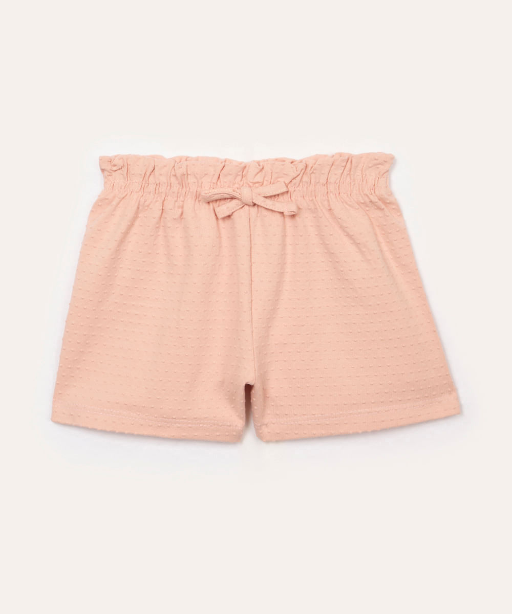 short de algodão infantil texturizado rosa