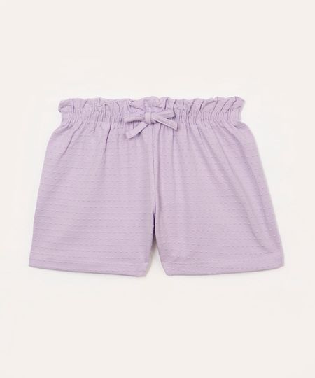 short de algodão infantil texturizado lilás 1