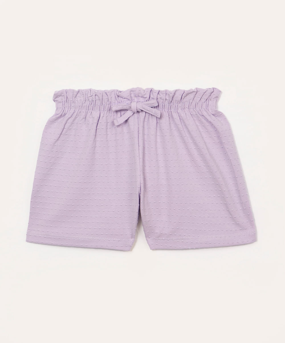 short de algodão infantil texturizado lilás