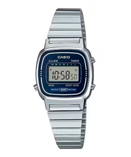 relógio feminino digital casio la670wa-2df prateado UNICO