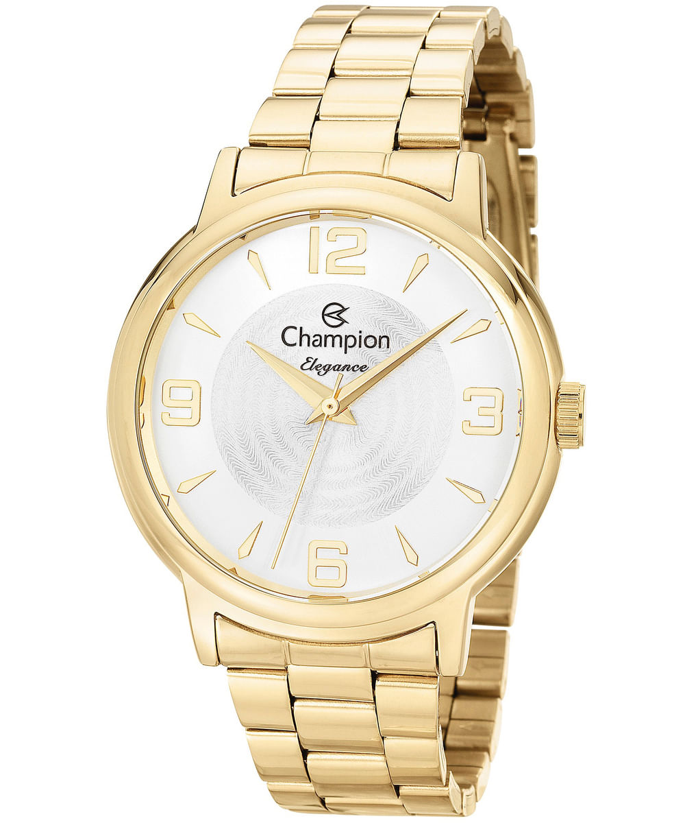 relógio analógico feminino champion cn26126w dourado