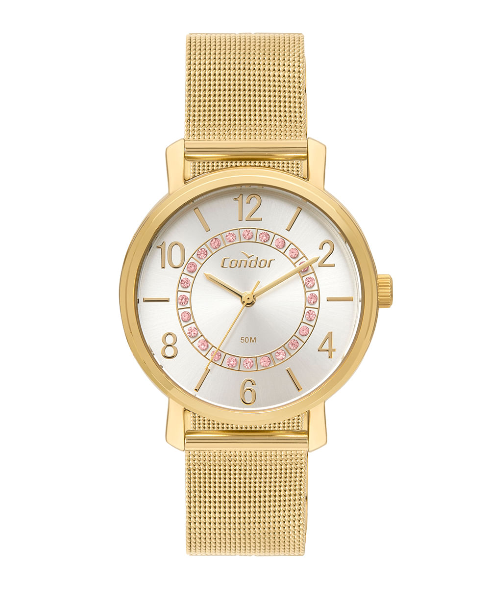 relógio analógico feminino condor co2039mug-k4k dourado