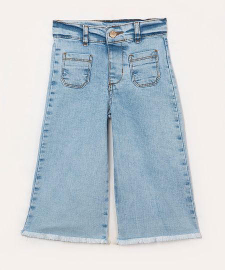 calça jeans wide leg infantil azul claro 4