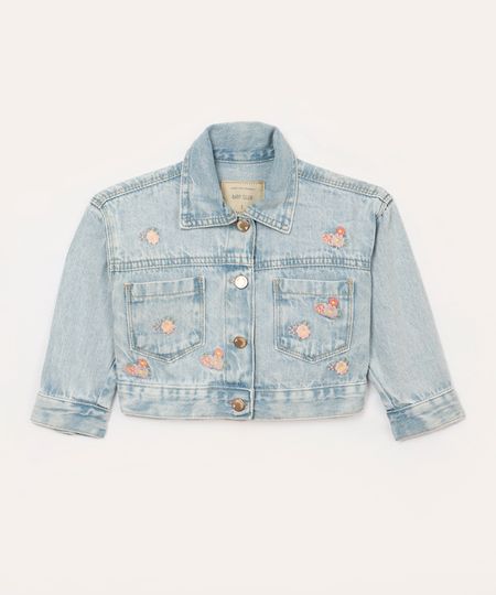 jaqueta jeans infantil floral jeans 1