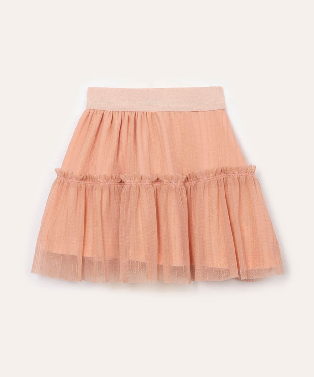 saia de tule infantil com brilho rosa