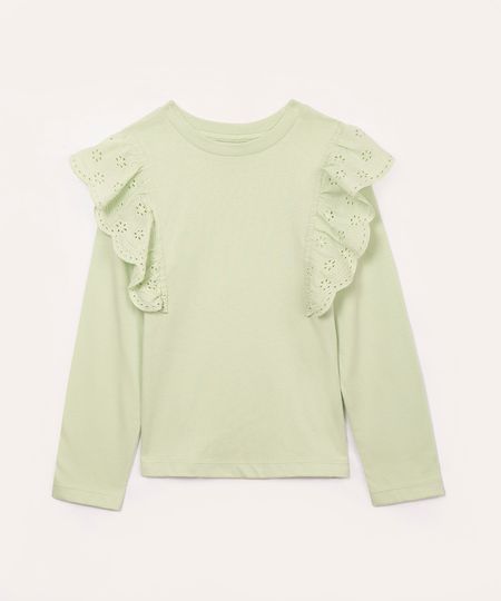 blusa infantil manga longa babado laise verde 10 blusa infantil manga longa babado laise verde 10