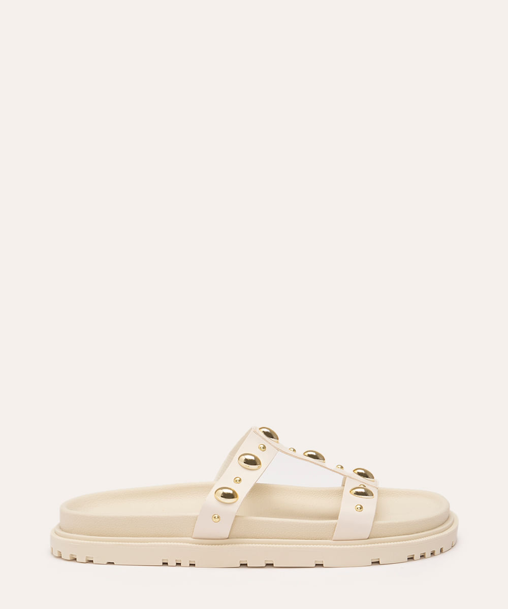 sandália flatform com tachas off white